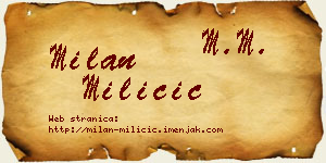 Milan Miličić vizit kartica